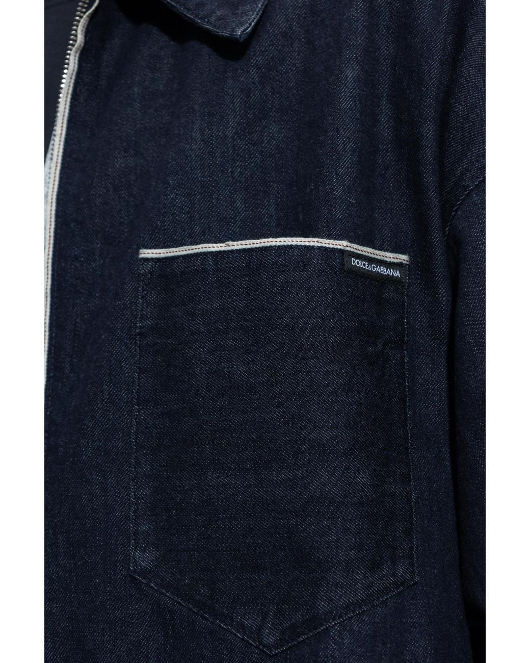 Dolce & Gabbana Blue Zipped Denim Shirt for men
