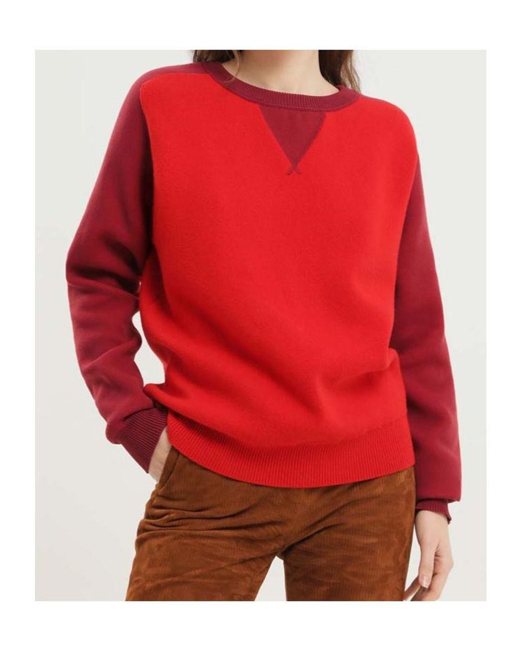 1989 STUDIO Red Contrast Crewneck Sweater for men