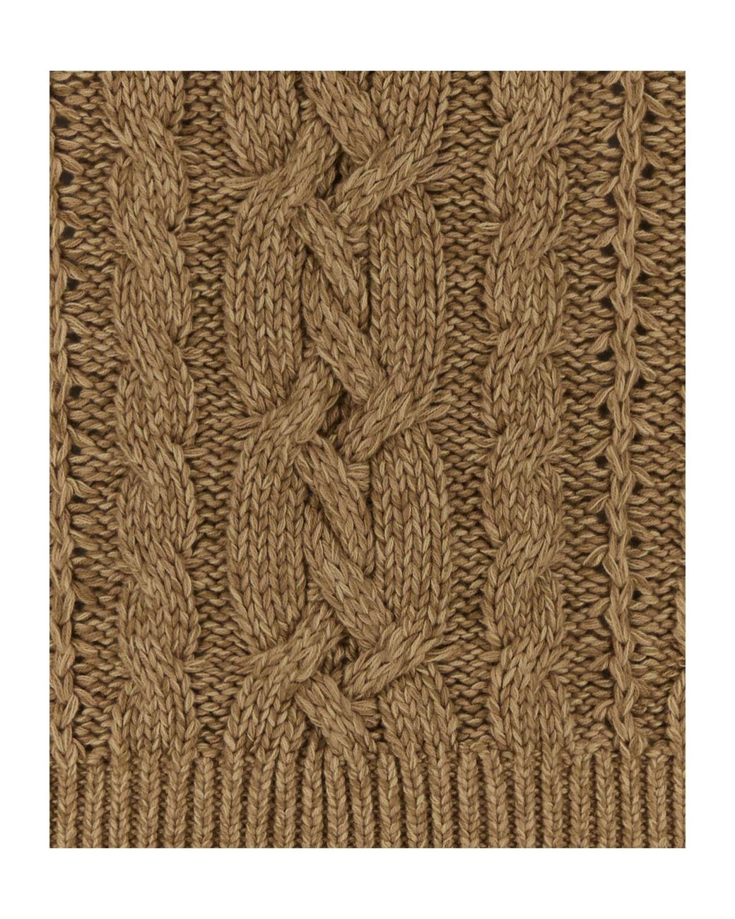 Ralph Lauren Brown Polo Cable Knit Turtleneck Sweater