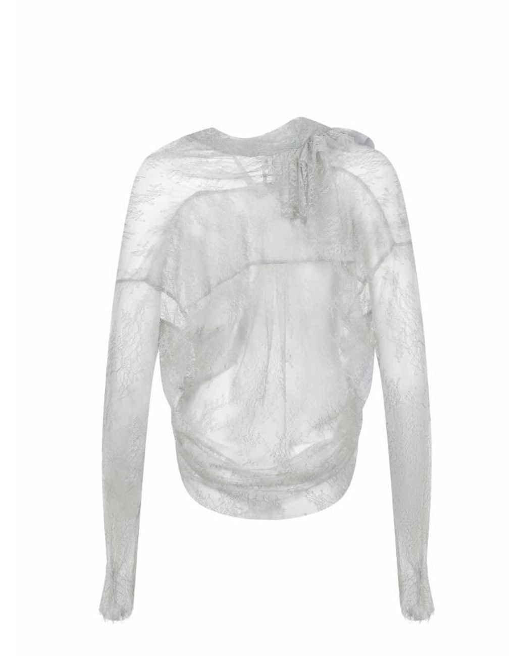 Alberta Ferretti White Ruffled Laced Shirt