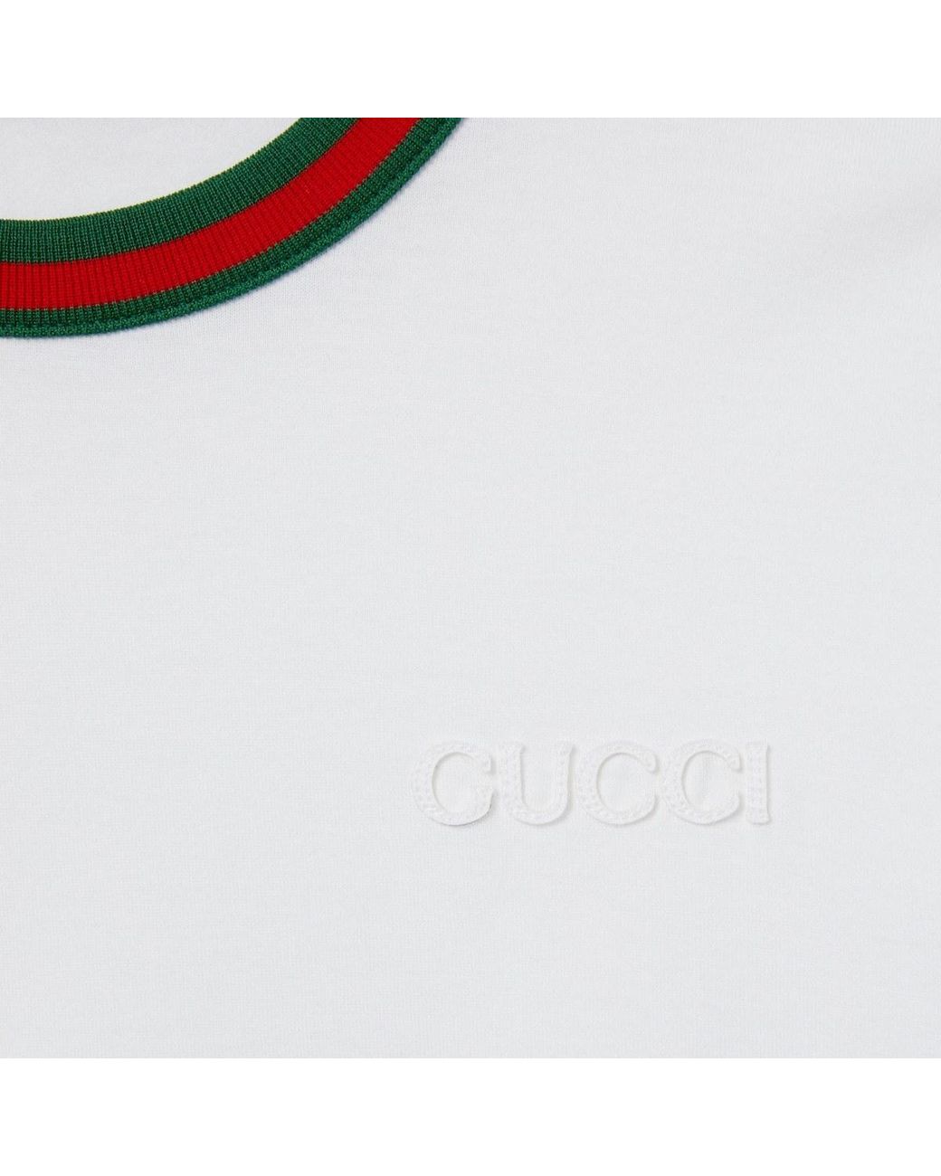 Gucci White Logo Detailed Crewneck T-Shirt