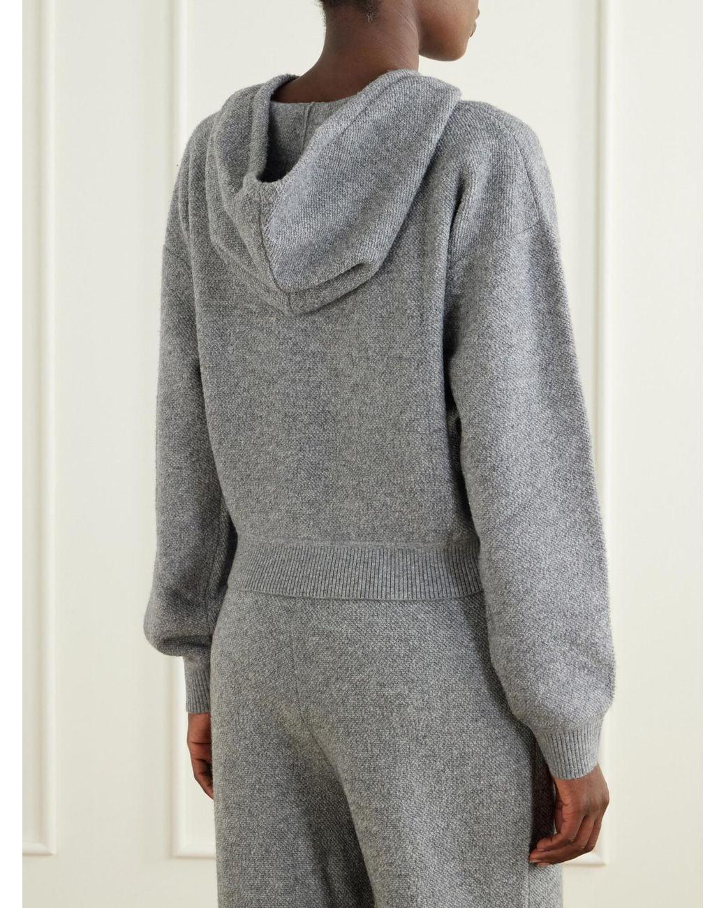 Victoria Beckham Gray Stretch Wool Hoodie