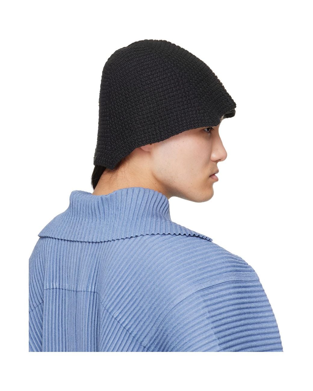 Homme Plissé Issey Miyake Blue Crocheted Fisherman's Hat for men