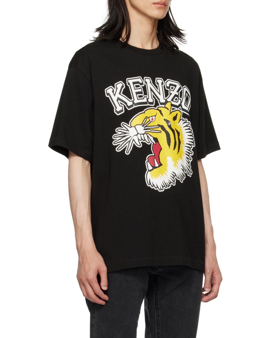 KENZO Black 'Varsity Jungle' Tiger Oversize T-Shirt for men