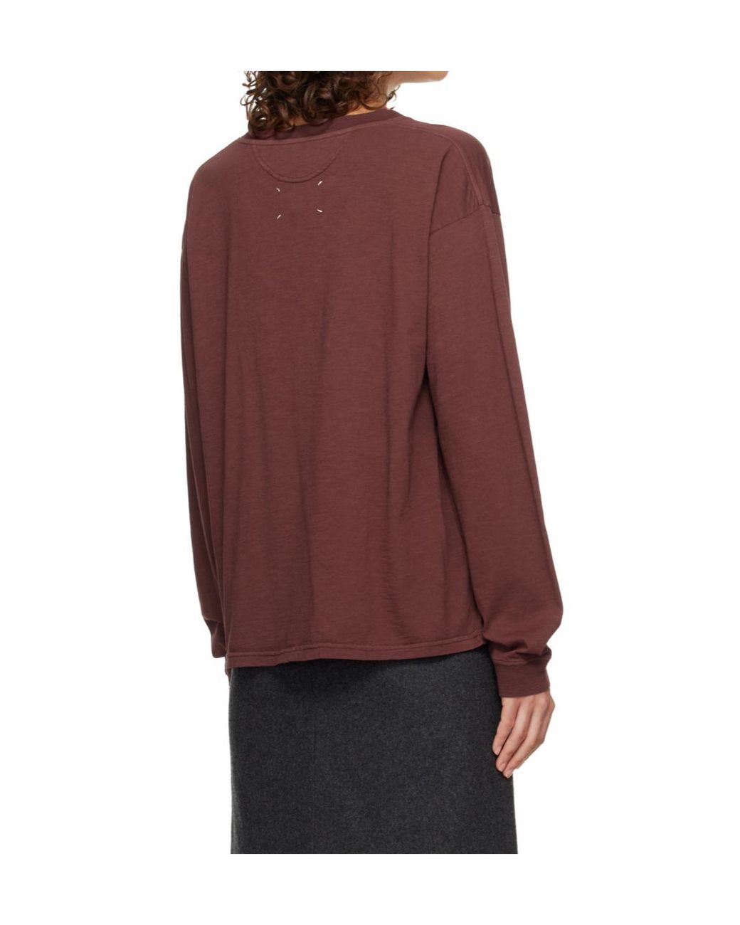 Maison Margiela Brown Logo Embroidered T-Shirt
