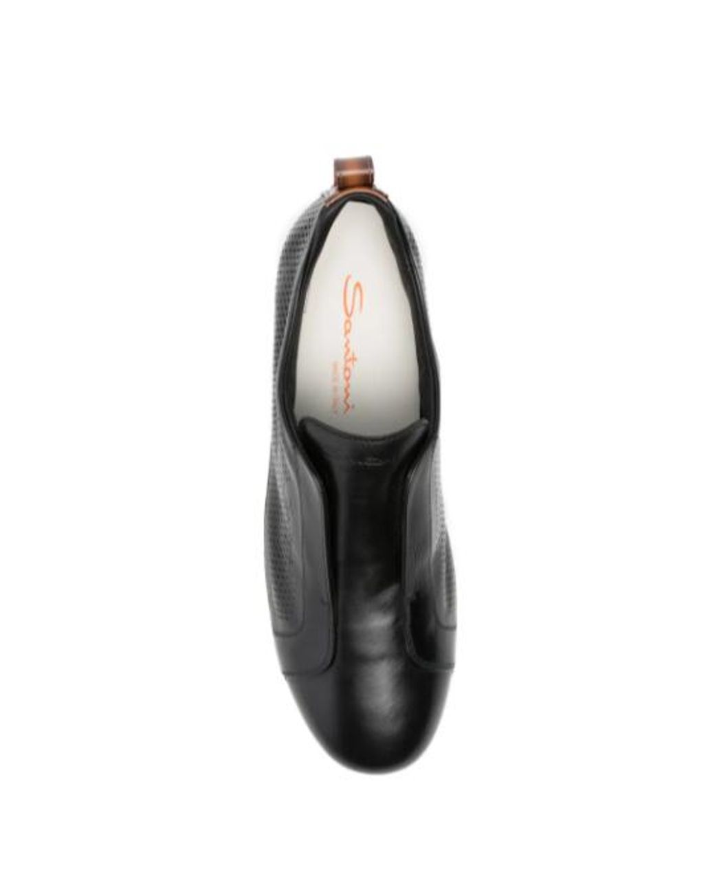 Santoni Black Perforated Slip-On Sneakers for men