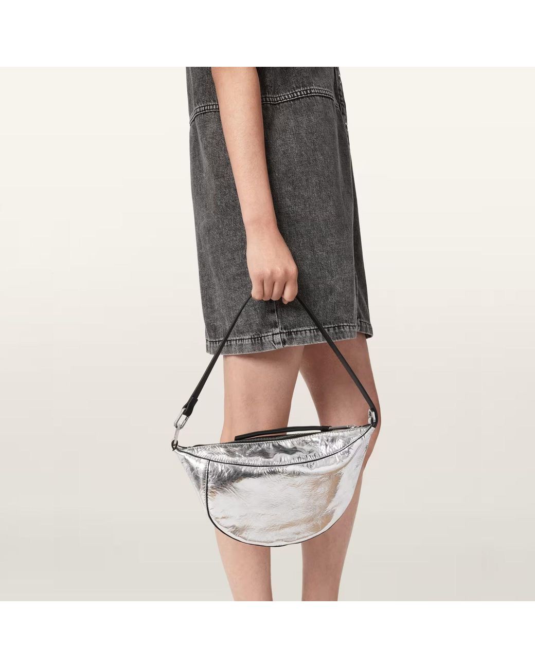 AllSaints Metallic Zipper Shoulder Bag