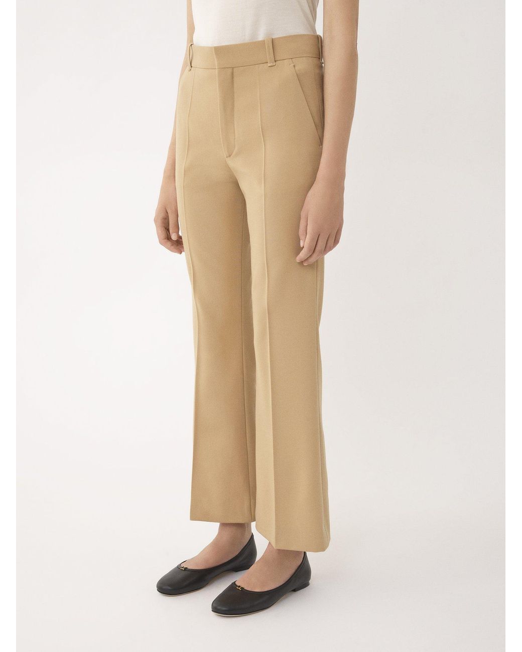 Chloé Natural Chloé Cropped Bootcut Pants