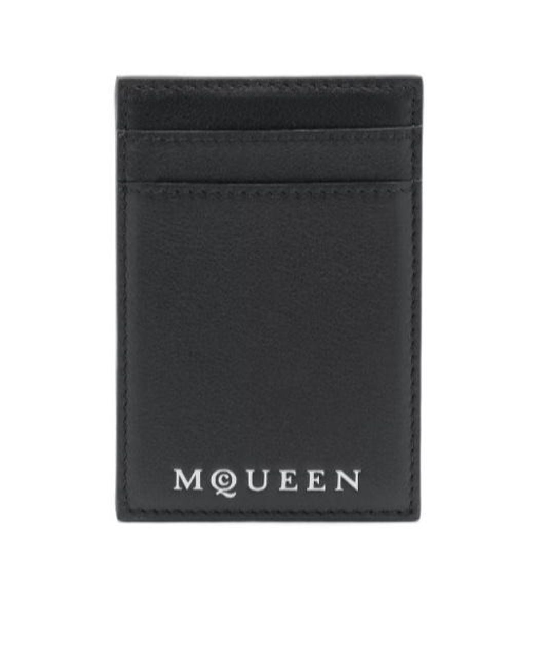 McQueen Black Logo Printed Card Holder for men