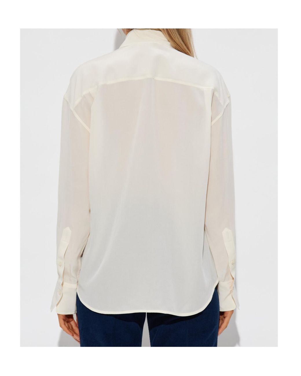 Victoria Beckham White Long Sleeved Pleat Detailed Shirt