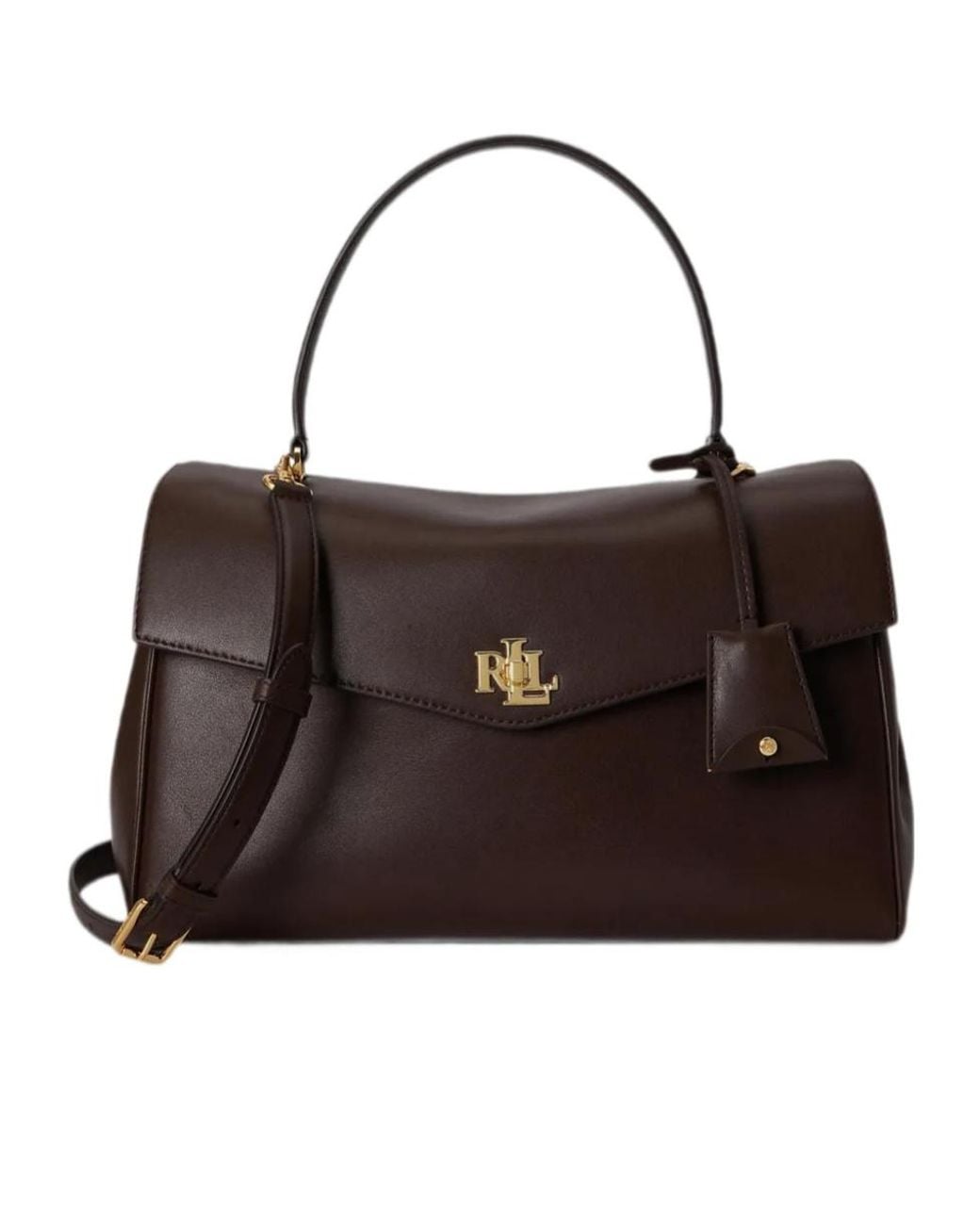 Ralph Lauren Black Logo-Plaque Leather Tote Bag