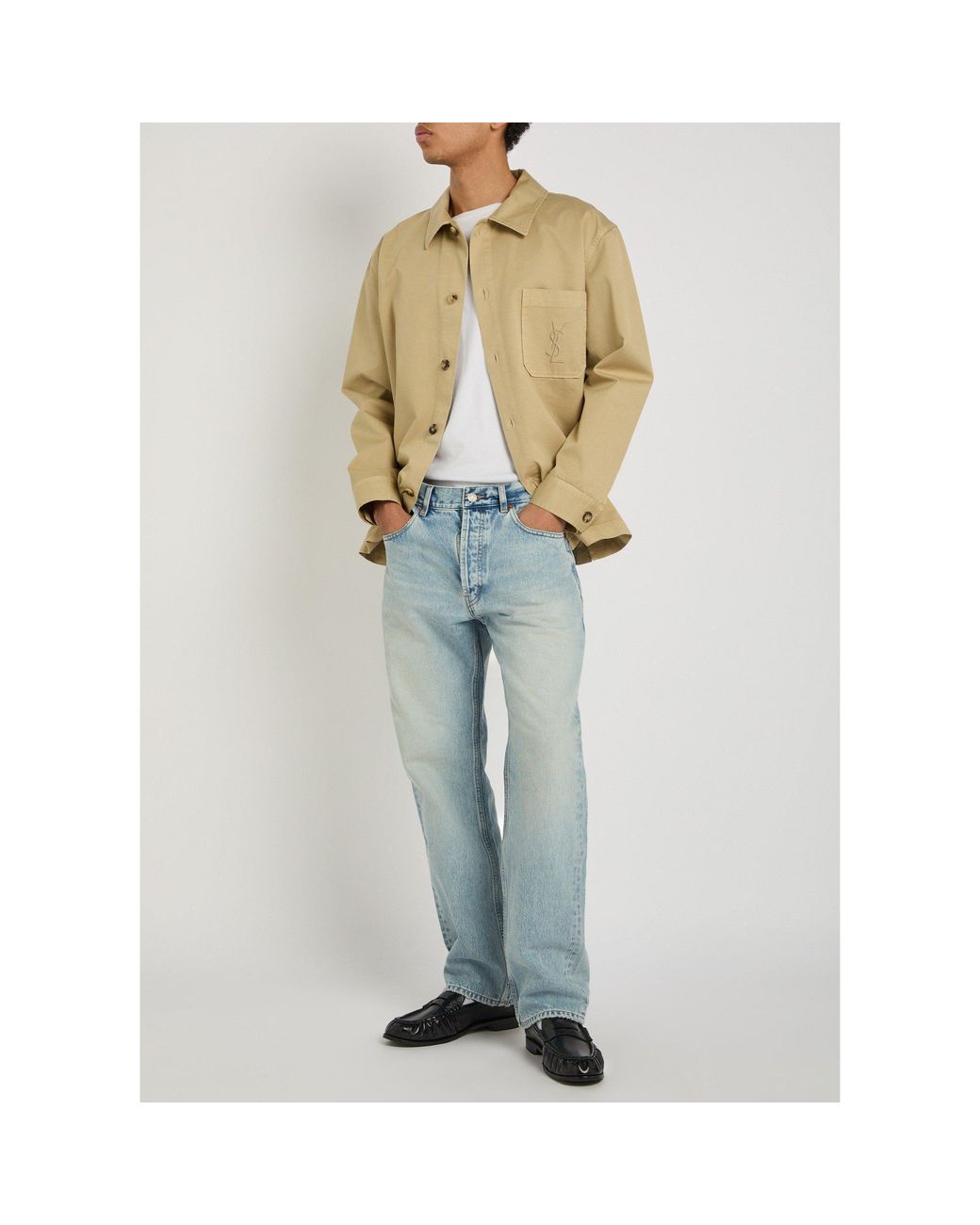 Saint Laurent Natural Lapelled Long-Sleeved Shirt Jacket for men