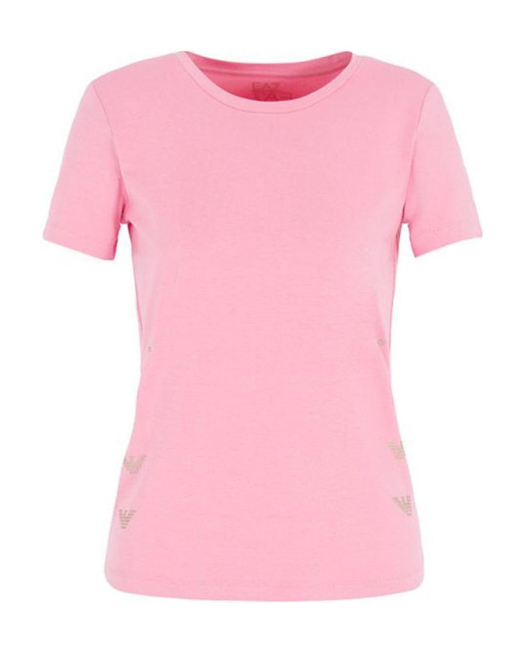 EA7 Pink T-Shirt With Round Neck And Short Sleeves