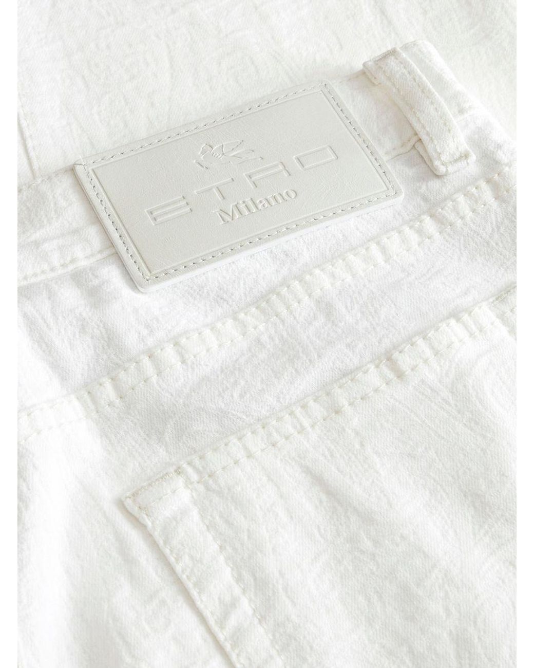 Etro White Logo Patch Straight Leg Jeans for men