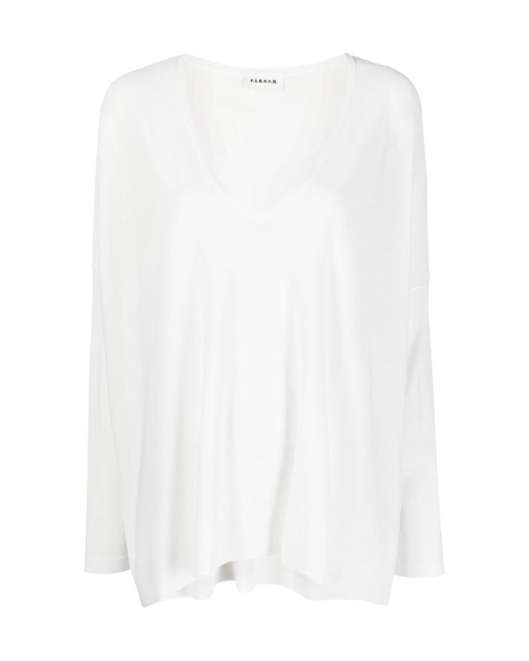 P.A.R.O.S.H. White Logo Long-Sleeve Knit Top