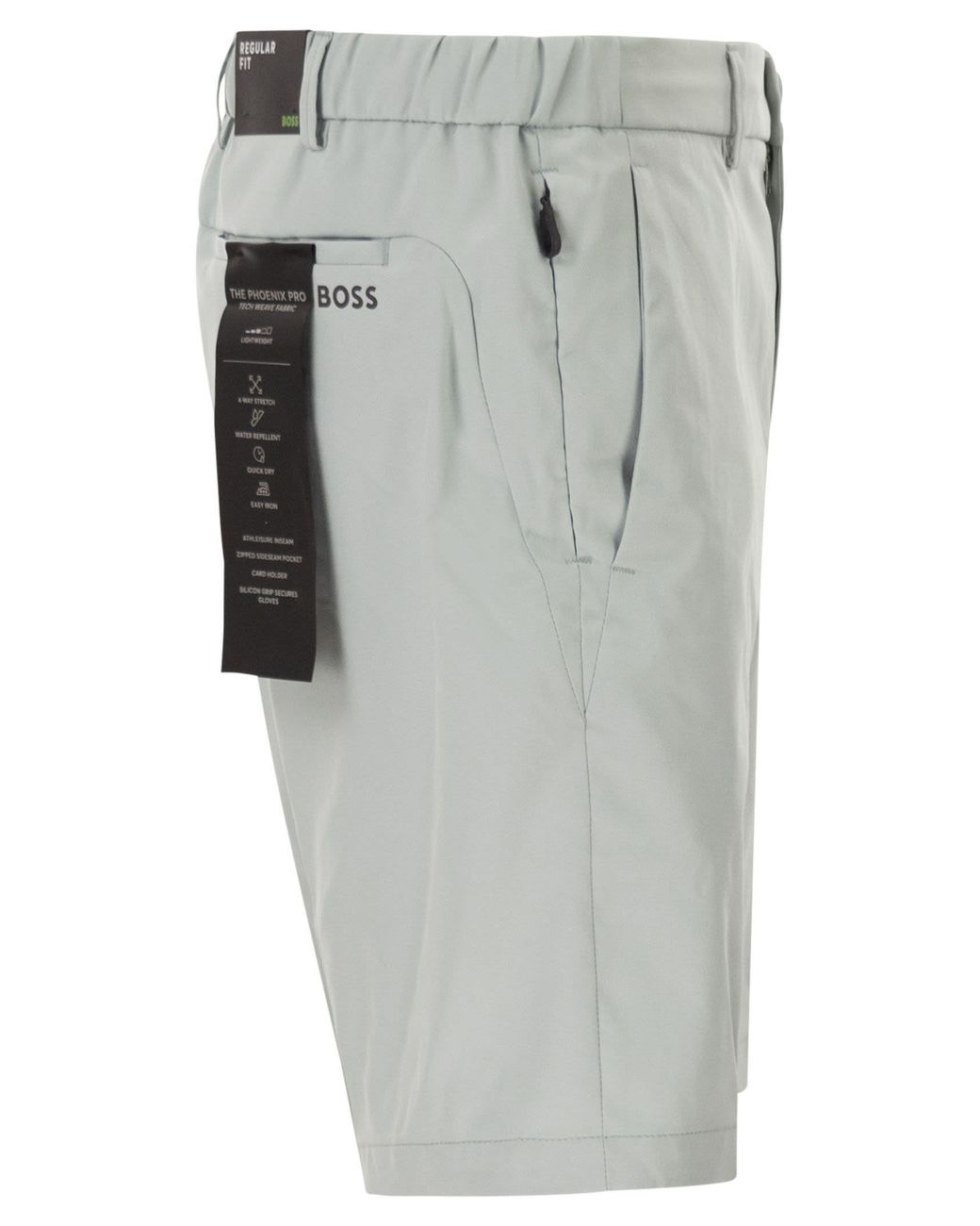 Boss Gray Boss Water-Repellent Finish Easy-Iron Shorts for men
