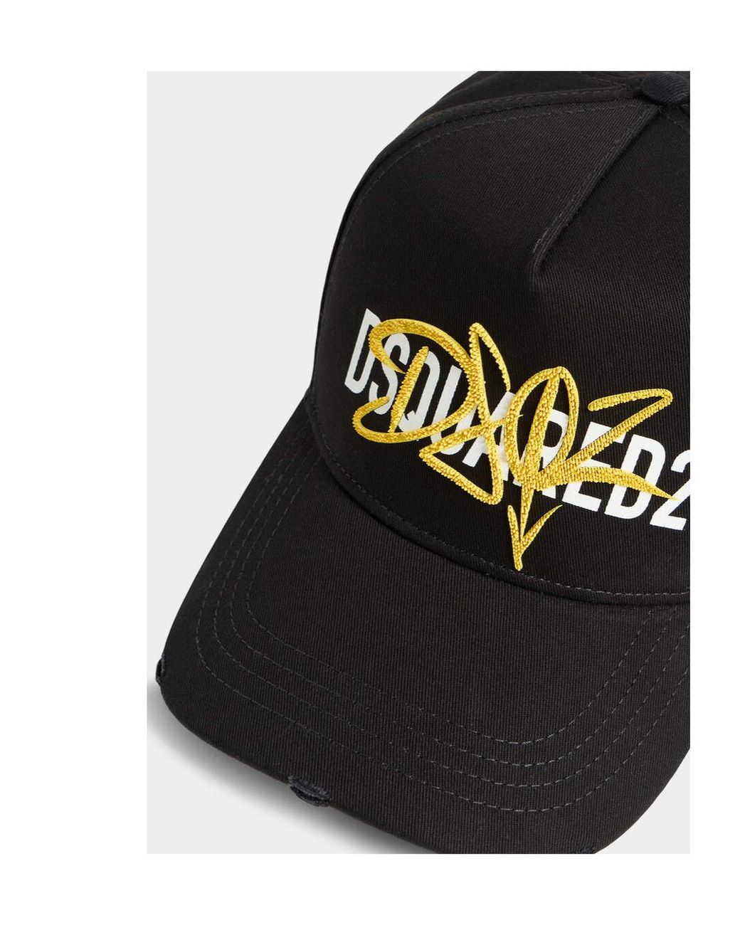 DSquared² Black Logo Embroidered Distressed Baseball Cap for men