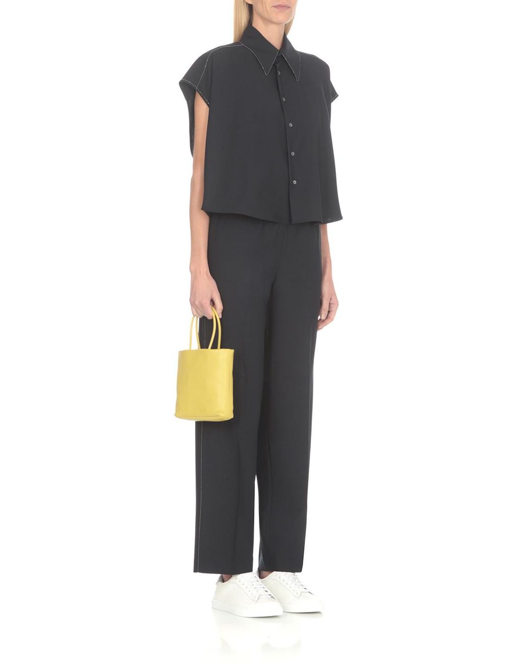 Fabiana Filippi Blue High-Waist Beaded-Trim Trousers