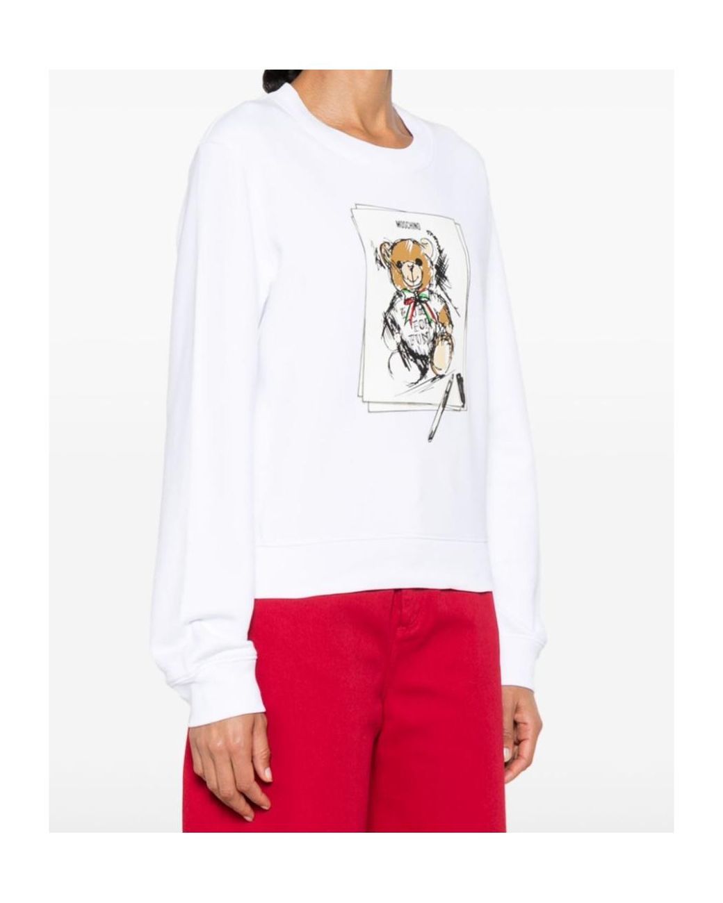 Moschino White Teddy Bear-Print Sweatshirt