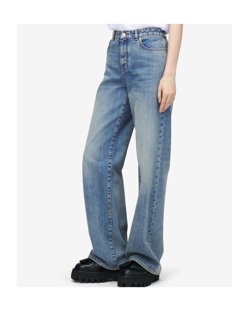 McQueen Blue Mid-Rise Wide-Leg Jeans
