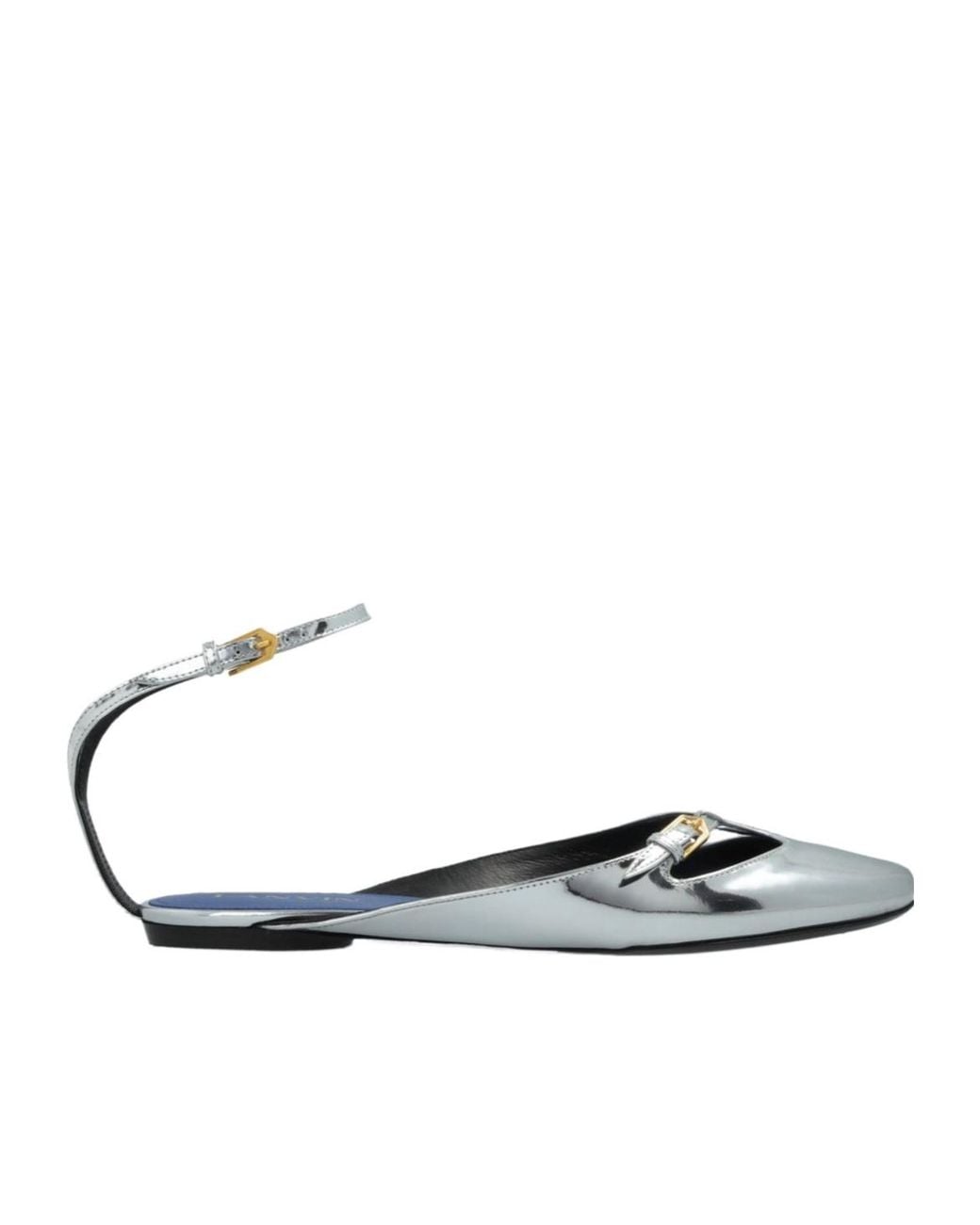 Lanvin White Rutenium Mary-Jane Ballerinas