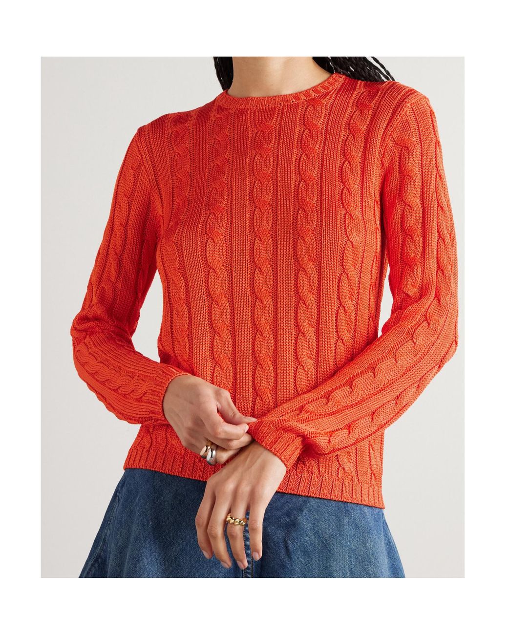 Ralph Lauren Red Aran-Knit Jumper