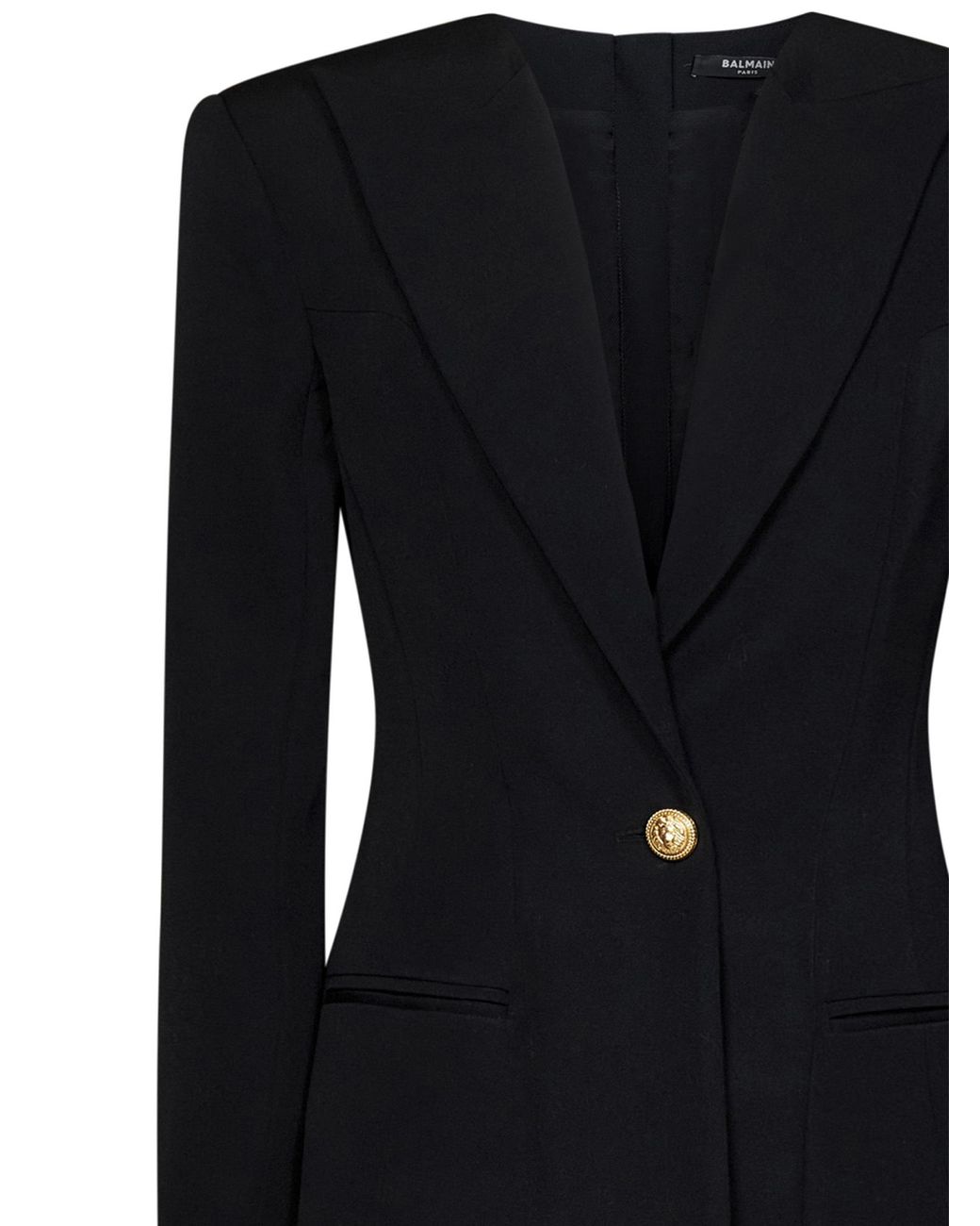 Balmain Black Long Sleeved Tailored Dress
