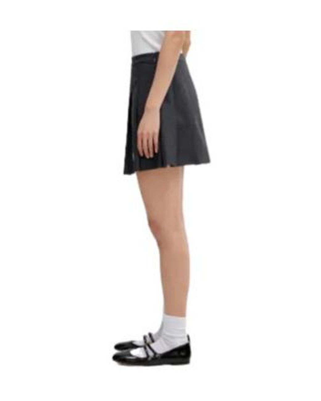 Sporty & Rich Blue Pleated Embroidery Mini Skirt