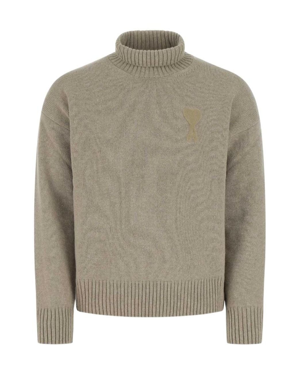 AMI Gray High-Neck Ami De Coeur Jumper for men