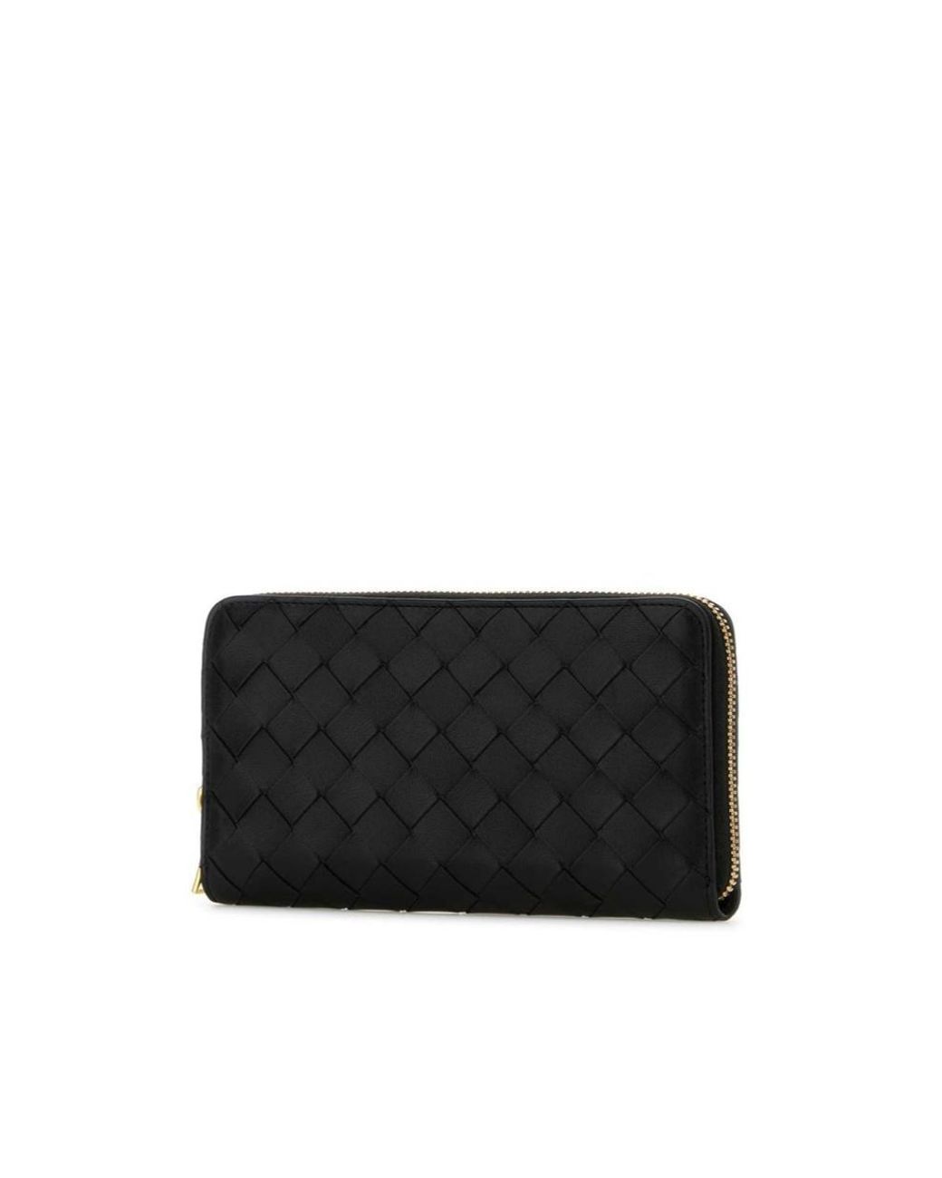 Bottega Veneta Black Intrecciato Zipped Wallet