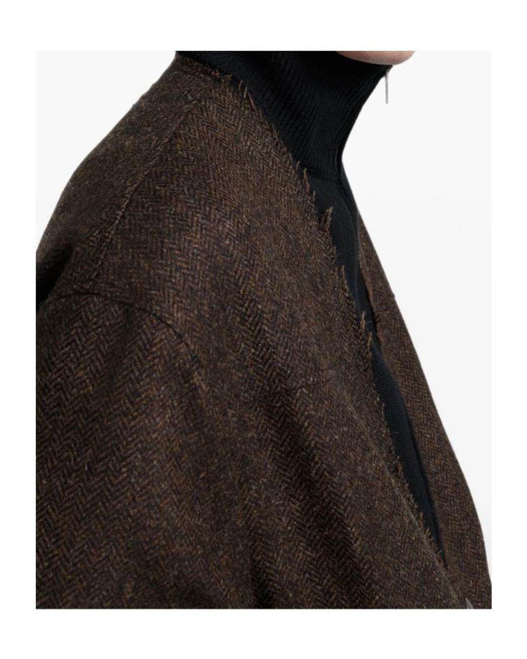 Maison Margiela Black Herringbone Wool Zip Jacket for men