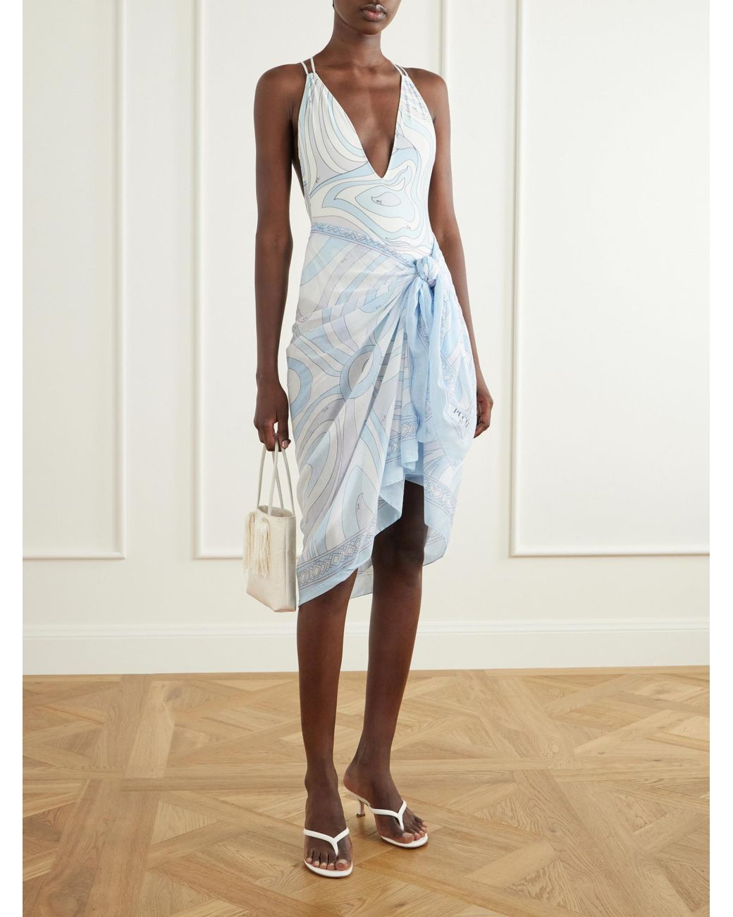 Emilio Pucci Blue Printed Cotton-Voile Pareo