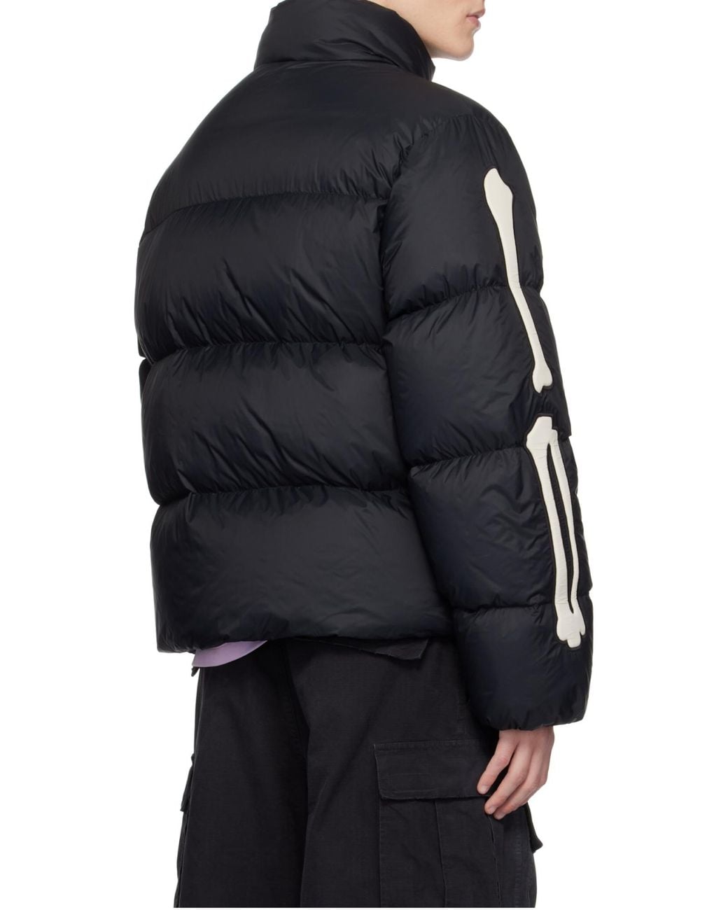 Amiri Black Bones Logo Patch Padded Jacket for men