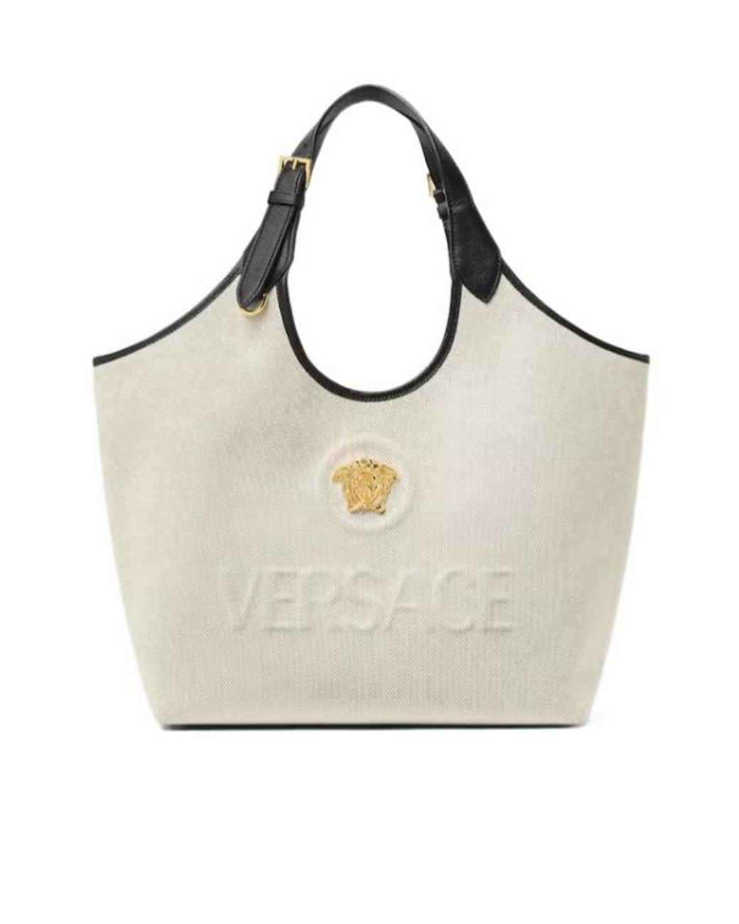 Versace White La Medusa Medium Tote Bag