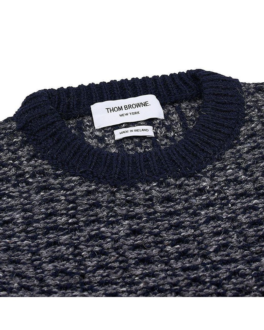 Thom Browne Blue Bar Mélange-Effect Jumper for men