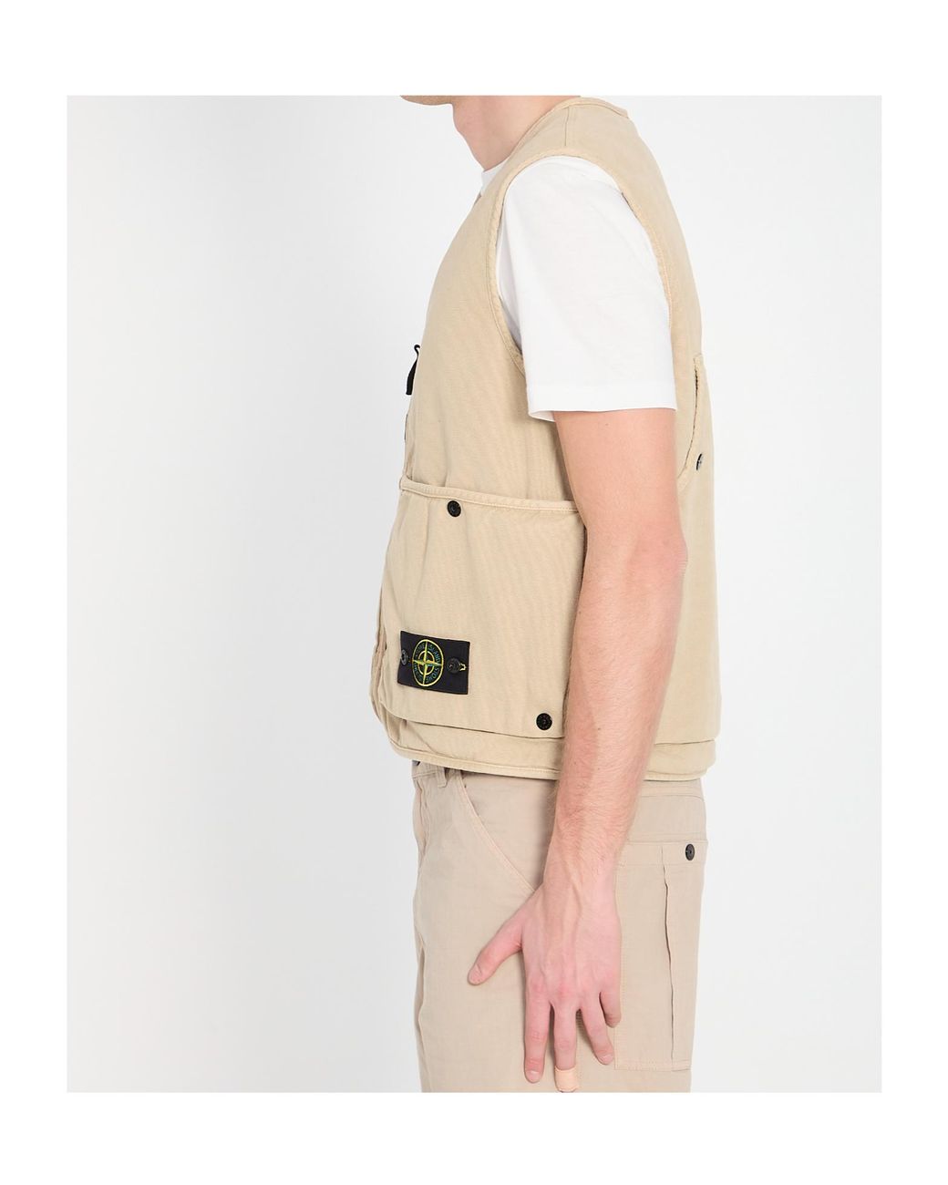 Stone Island Natural Oversized Logo Patch Vest for men