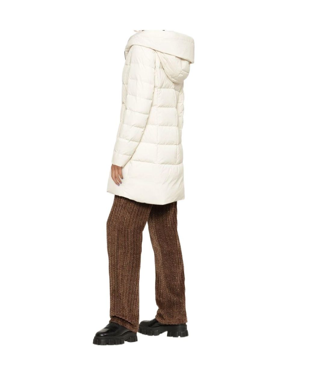 Woolrich White Zip-Fastening Padded Coat