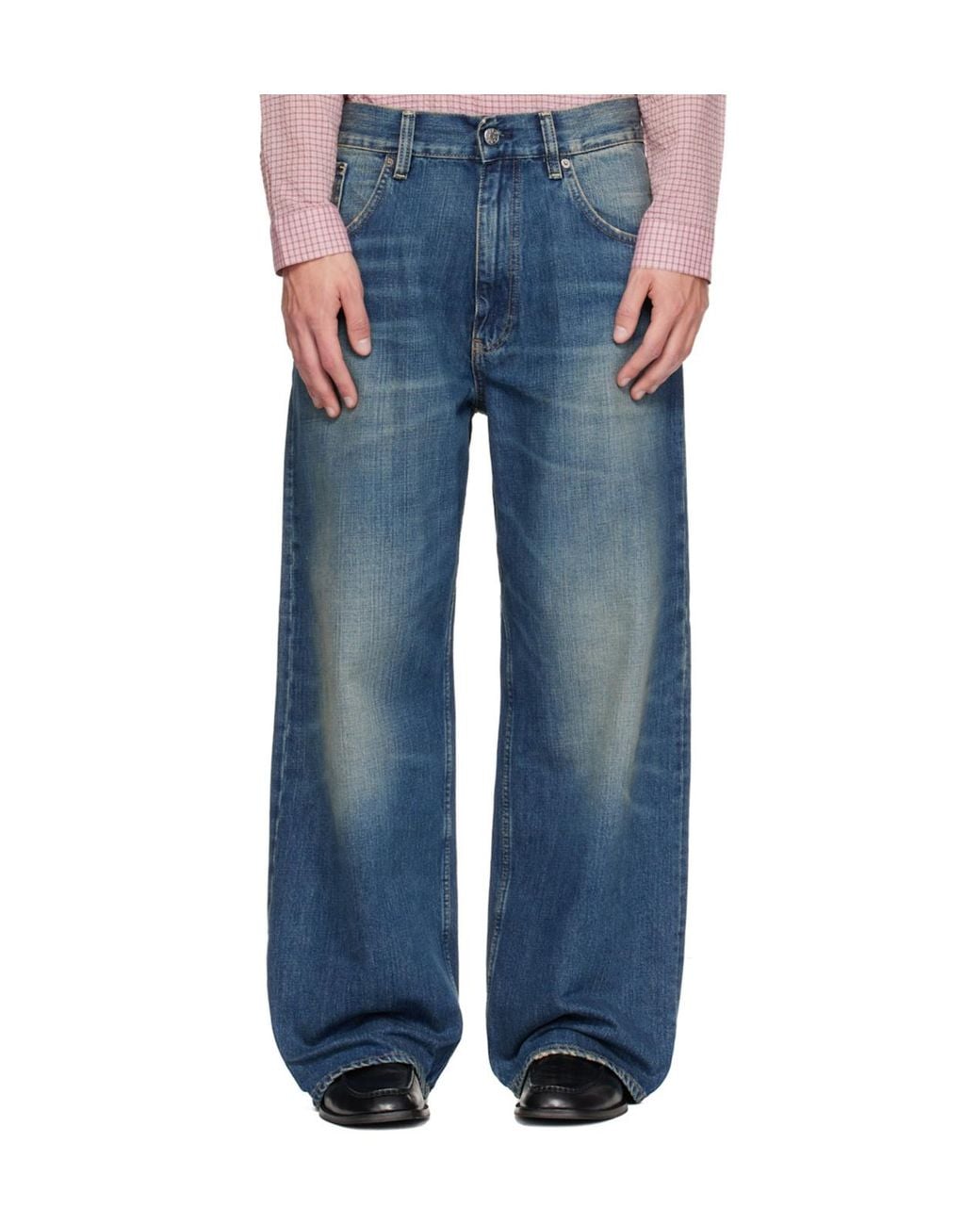 sunflower Blue Logo Patch Wide-Leg Trousers for men