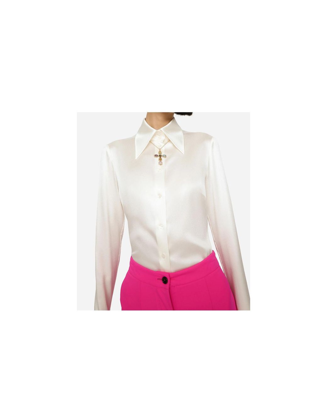 Dolce & Gabbana White 18Kt Gemstone Cross Pendant Necklace