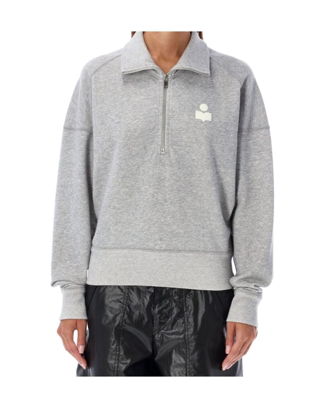 Isabel Marant Gray Isabel Marant Étoile Ross Logo-Flocked Zip-Up Sweatshirt