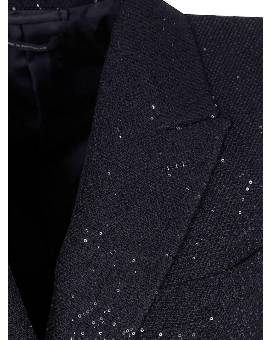 Tom Ford Blue Sequin Embellished Double-Breasted Coat