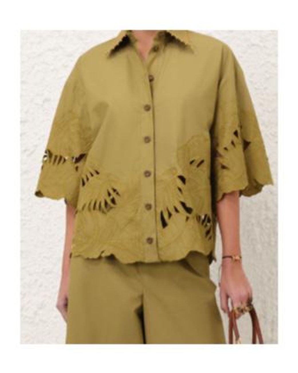 Zimmermann Green Mahon Embroidered Shirt