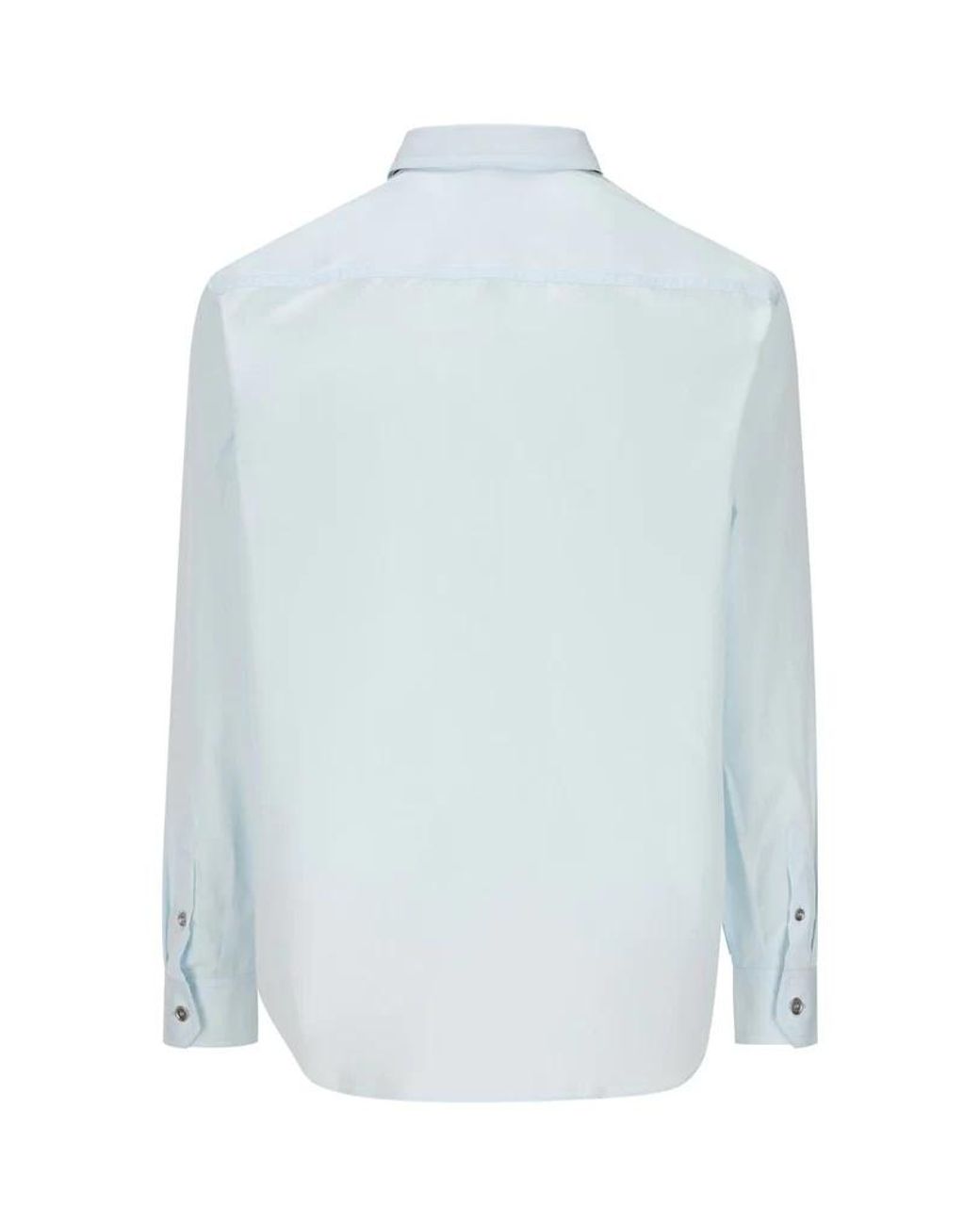 Prada Blue Long-Sleeved Button-Up Shirt for men