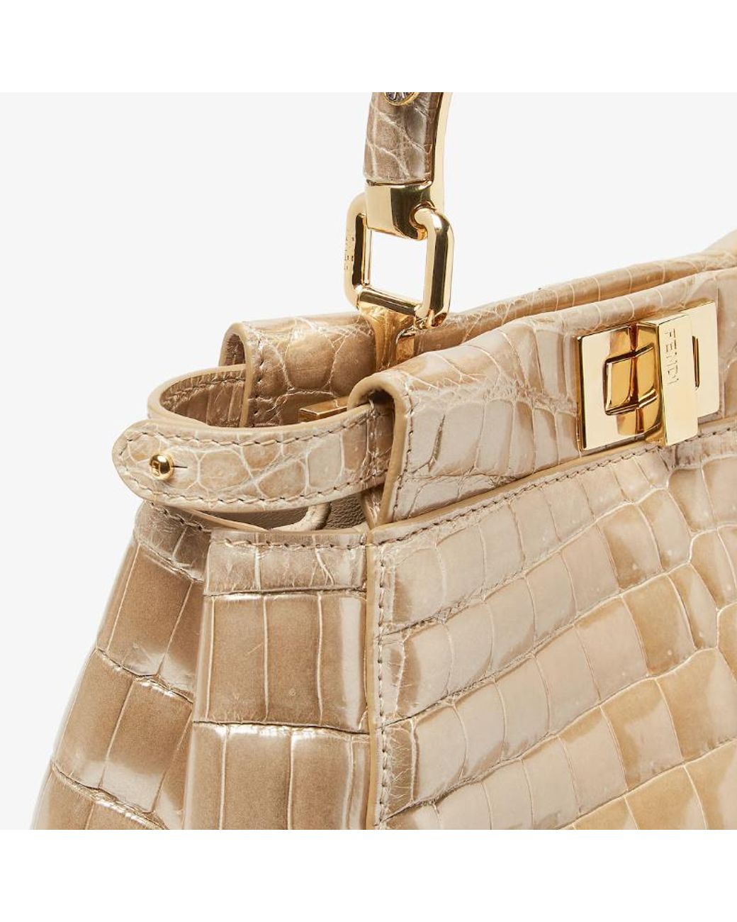 Fendi Natural Pearlescent Ivory Crocodile Leather Bag