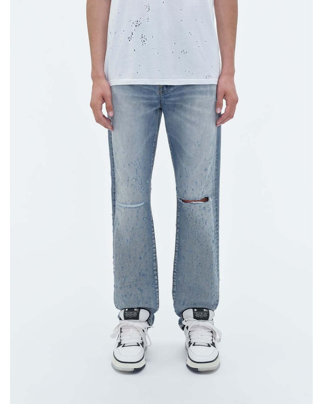 Amiri Blue Shotgun Distressed Straight Jeans for men
