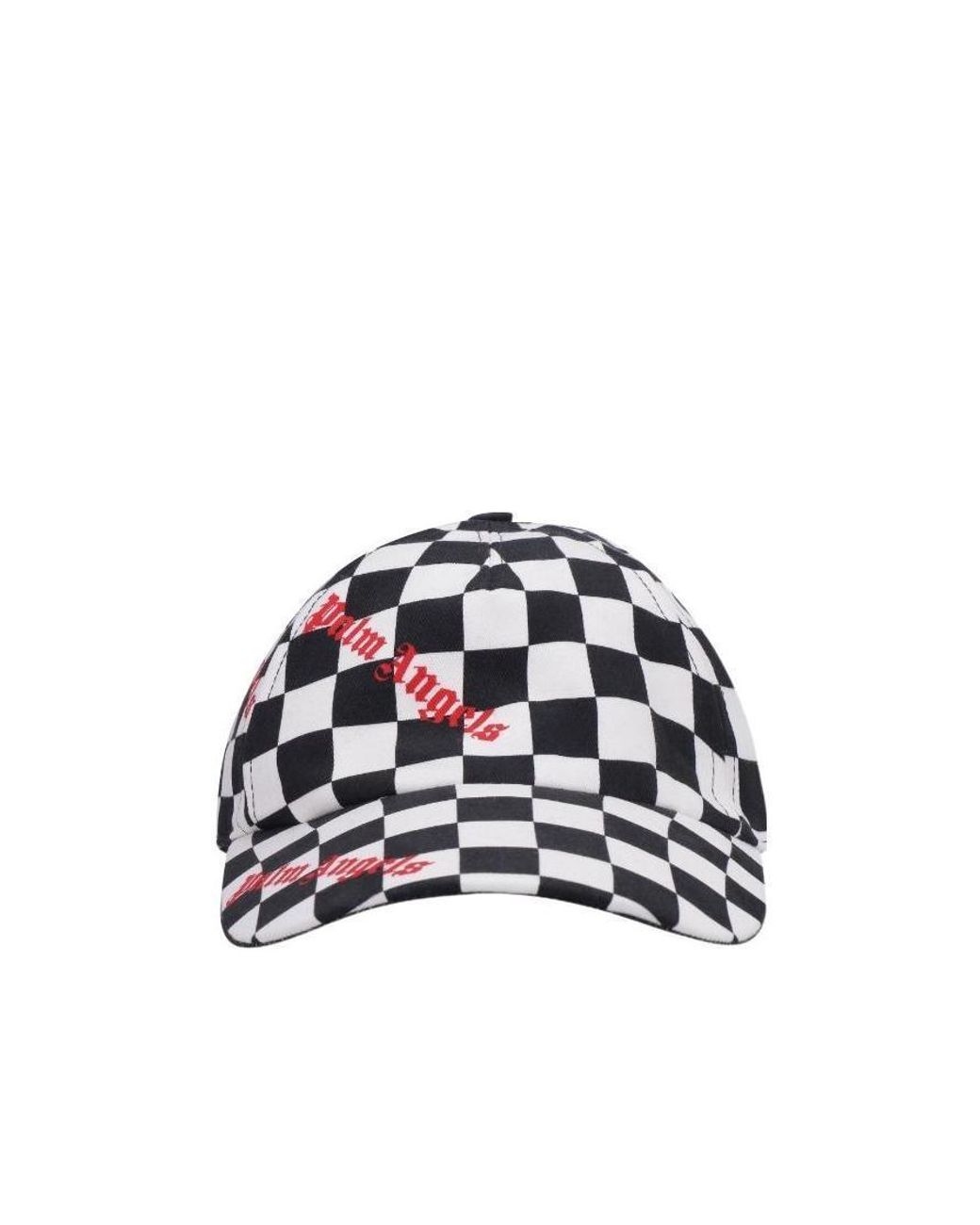 Palm Angels White Damier Checked Logo-Print Cap for men