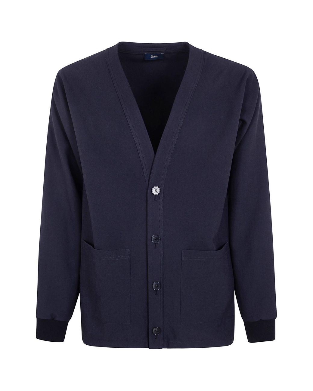 Herno Blue Button-Up V-Neck Cardigan for men