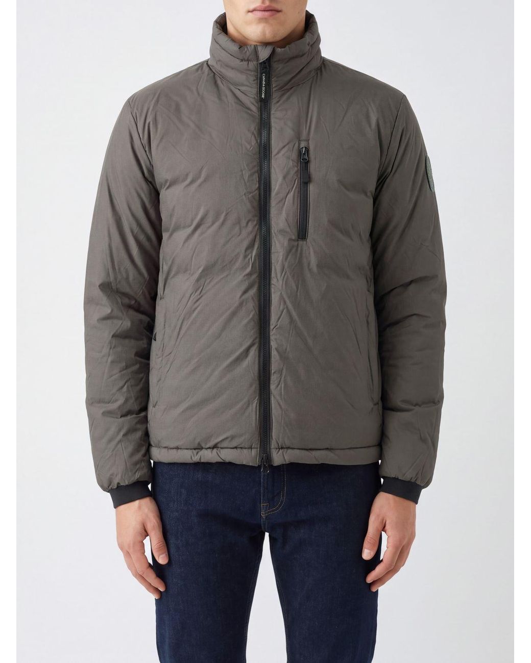 Canada Goose Gray High-Neck Zip-Up Down Jacket for men