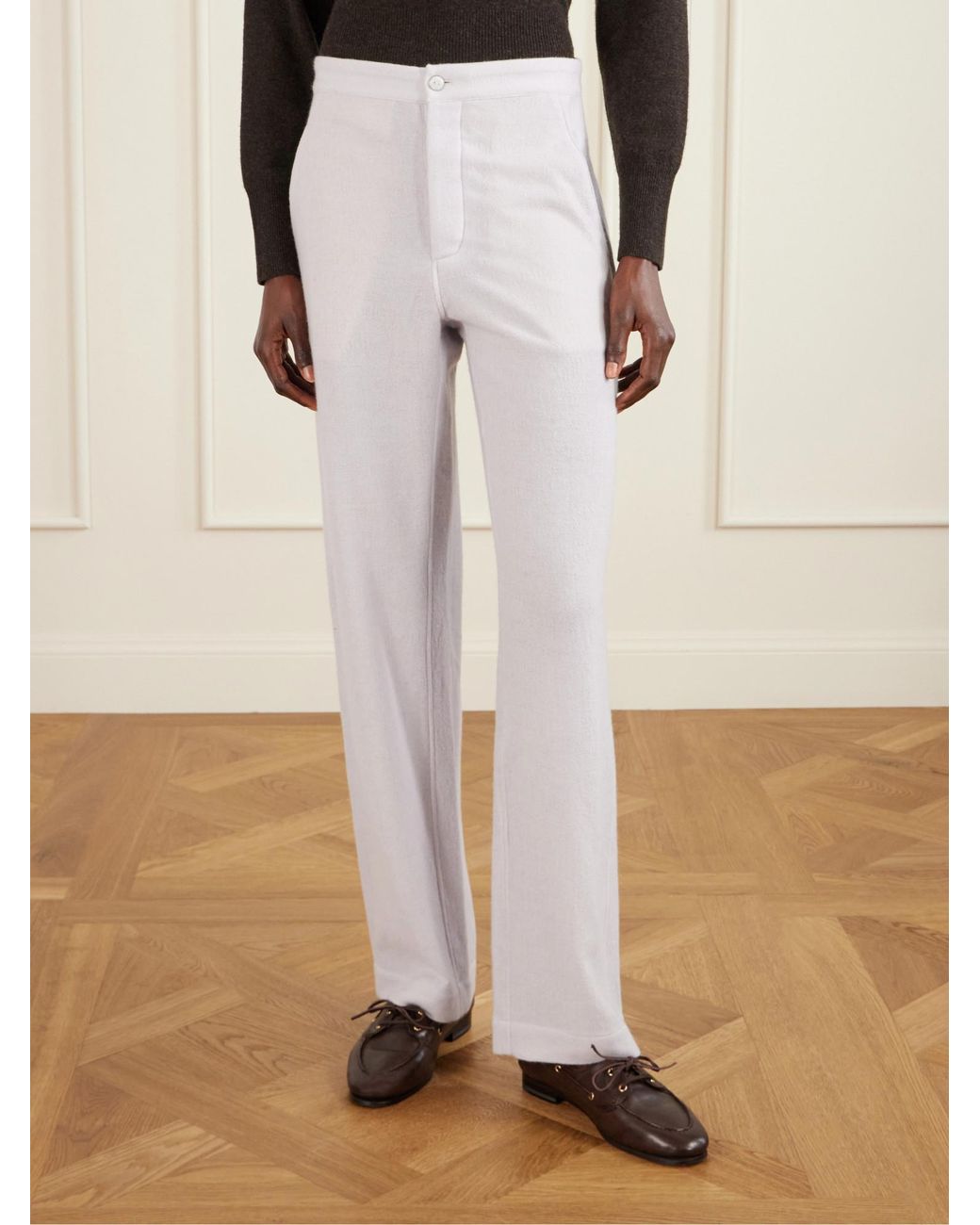 God's True Cashmere White Cashmere Wide-Leg Pajamas Pants