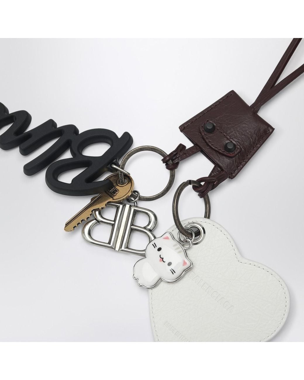 Balenciaga White Le City Charm Heart Keyring